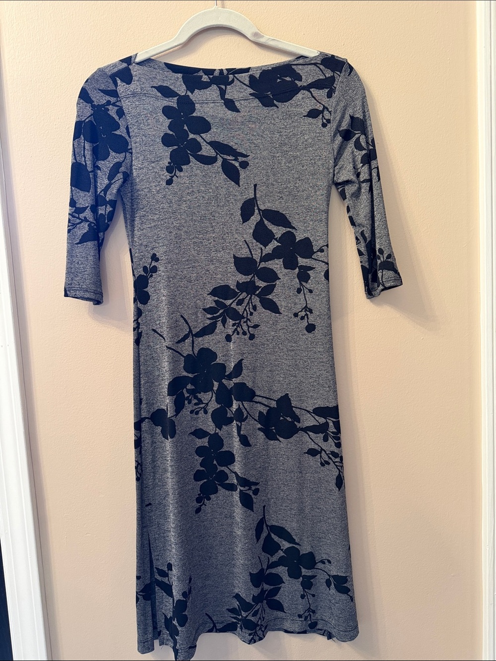 La Belle Grey Midi Dress with Black Floral Print